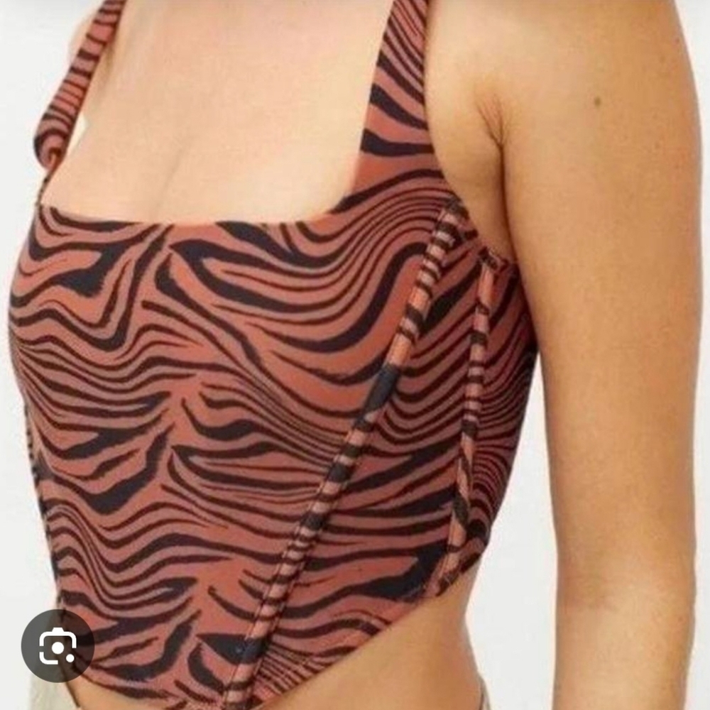 NWT Brown and Black Zebra Print Crop Top Out From Urban Outfitters
